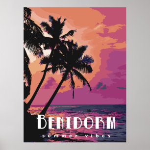 Benidorm Spain Watercolor Beach Poster