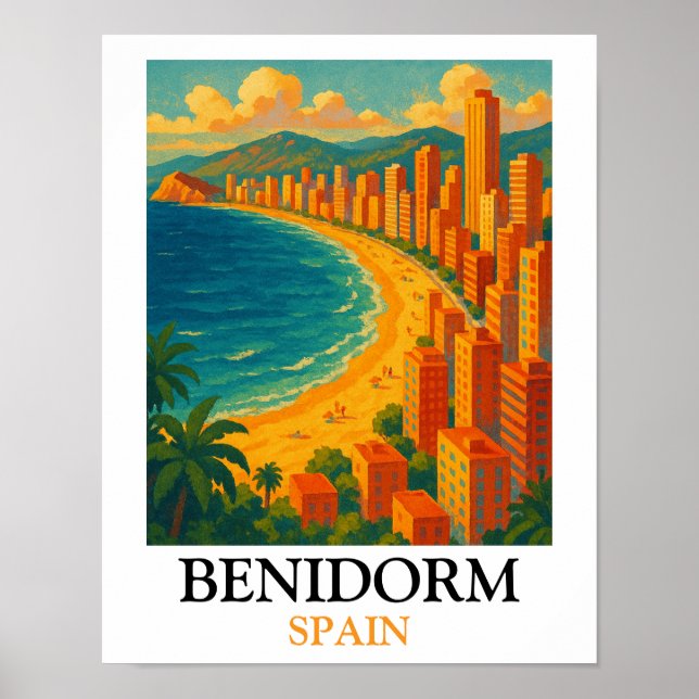 Benidorm Spanien Sommerurlaub Vintage Poster (Vorne)
