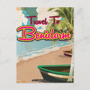 Benidorm,Spanien Vintage Urlaubsposter Postkarte