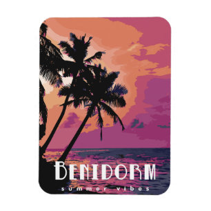 Benidorm Spanien Watercolor Beach Magnet