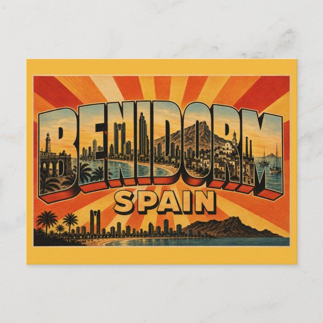 Benidorm Spanien Wolkenkratzer Strand Postkarte (Vorderseite)
