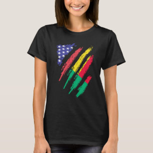 Benin-amerikanischer Patriot Gewachsenes Herz Flag T-Shirt