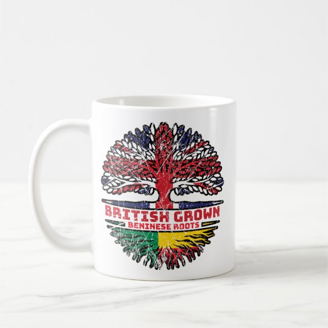 Benin Beninese British UK Tree Roots Flag Kaffeetasse (Links)