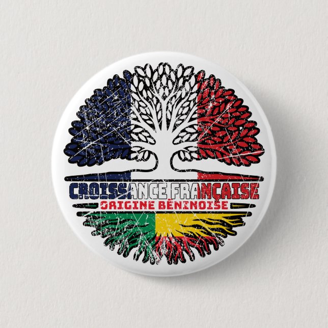 Benin Beninese Französisch-Tree-Roots-Flag Button (Vorderseite)