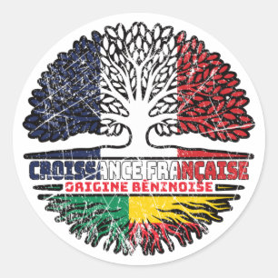 Benin Beninese Französisch-Tree-Roots-Flag Runder Aufkleber