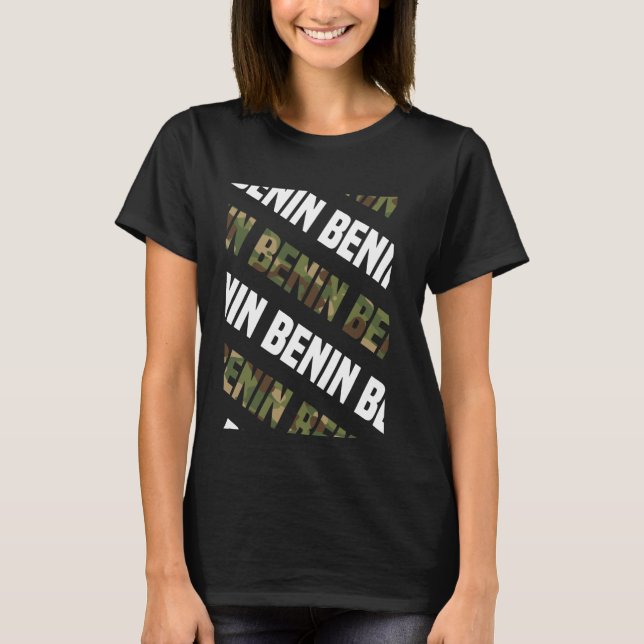 Benin Camouflage Pattern Green Camouflage T-Shirt (Vorderseite)