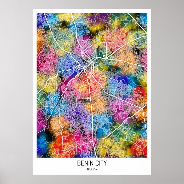 Benin City Nigeria City Map Poster (Vorne)