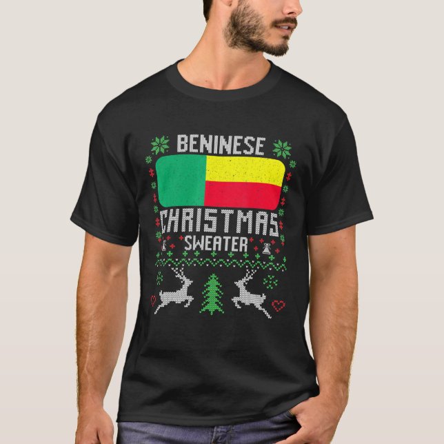 Benin Flag Beninese Weihnachtssüßer T-Shirt (Vorderseite)