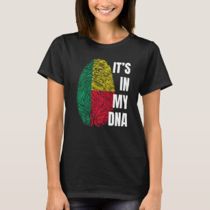 Benin Flag DNA Fingerprint Schwarze Geschichte Mon T-Shirt