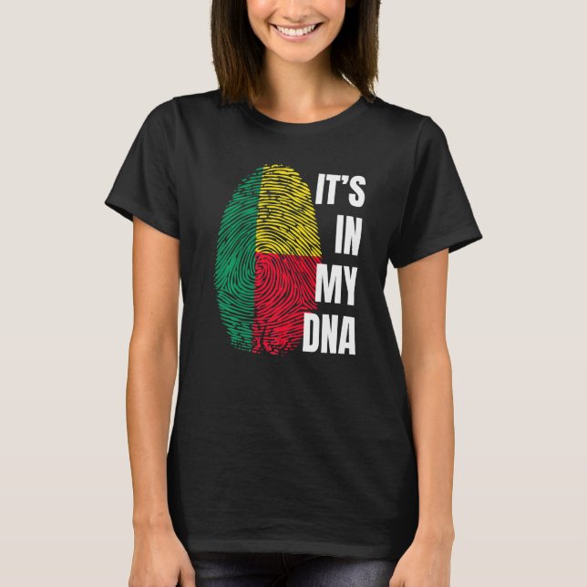 Benin Flag DNA Fingerprint Schwarze Geschichte Mon T-Shirt (Vorderseite)