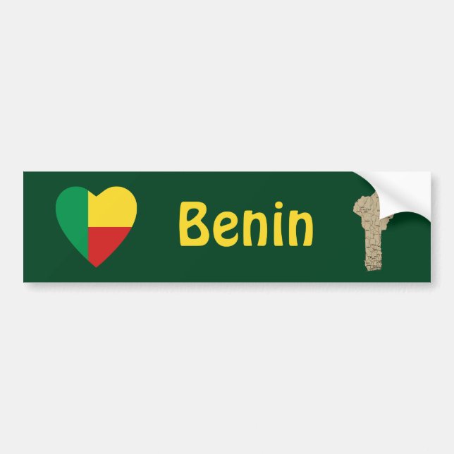 Benin Flag Herz + Karte Autoaufkleber (Vorne)
