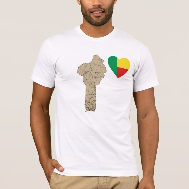 Benin Flag Herz und Karte T - Shirt (Vorderseite)