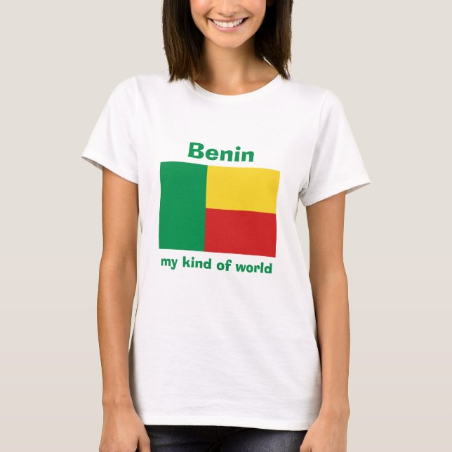 Benin Flag + Karte + Text-T - Shirt (Vorderseite)