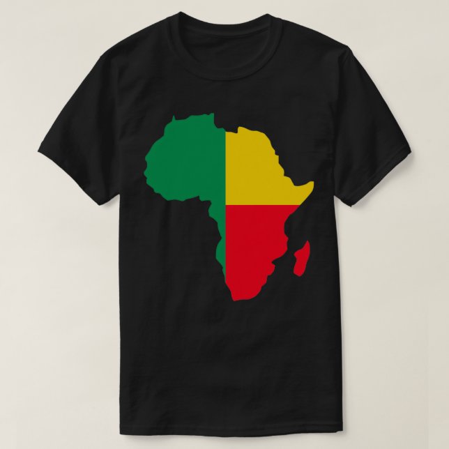 Benin Flag klettert innerhalb Afrikas Karte T-Shirt (Design vorne)