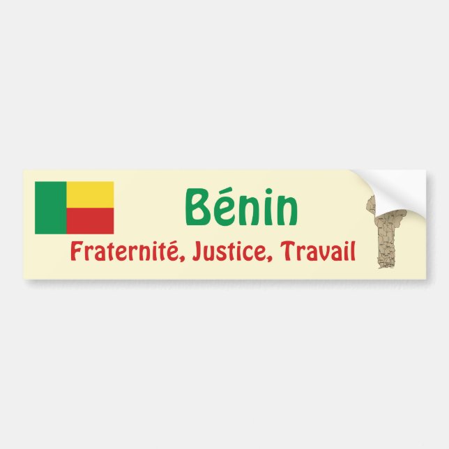 Benin Flag + Map Autoaufkleber (Vorne)