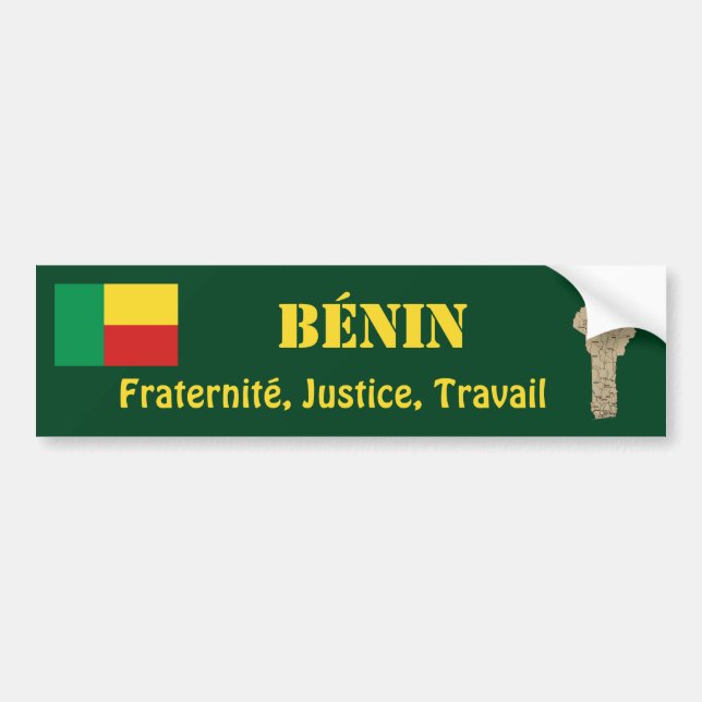 Benin-Flagge + Karten-Autoaufkleber Autoaufkleber (Vorne)