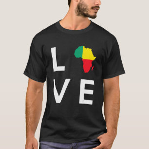 Benin-Flagge Liebe Afrika Kontinent Silhouette für T-Shirt