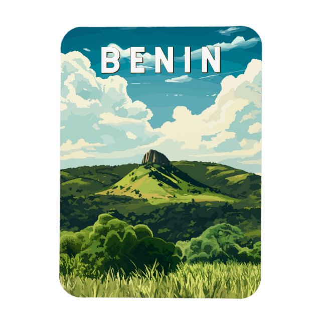Benin Illustration Travel Art Vintag Magnet (Vertikal)