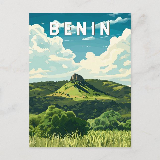 Benin Illustration Travel Art Vintag Postkarte (Vorderseite)