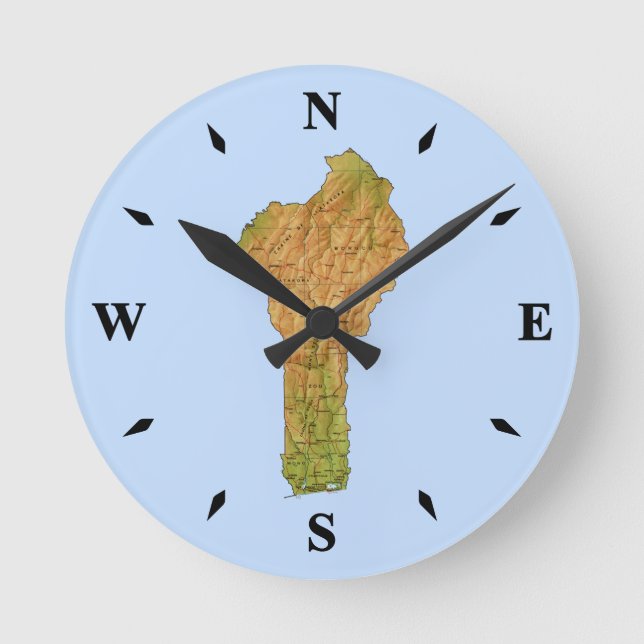 Benin Map Clock Runde Wanduhr (Vorderseite)