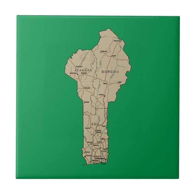 Benin Map Tile Fliese (Vorderseite)