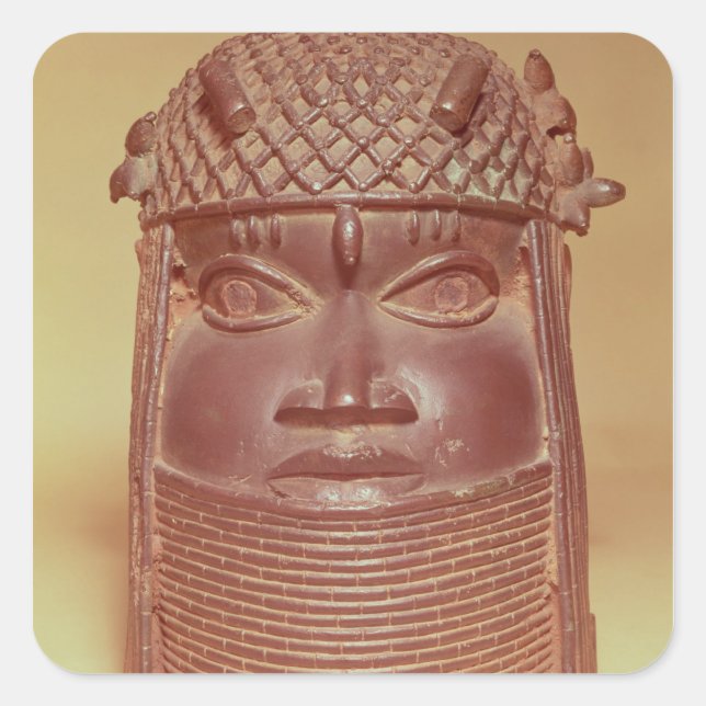 Benin-Maske Quadratischer Aufkleber (Vorderseite)