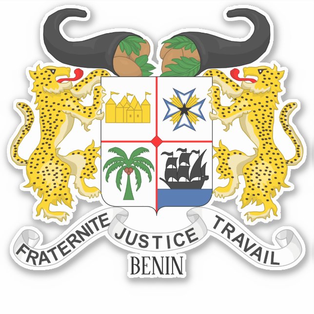 Benin National Coat of Arms Patriotic Aufkleber (Vorderseite)