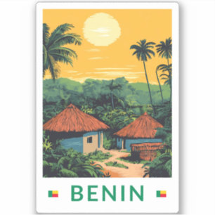 Benin Sunset Illustration Travel Art Vintag Aufkleber