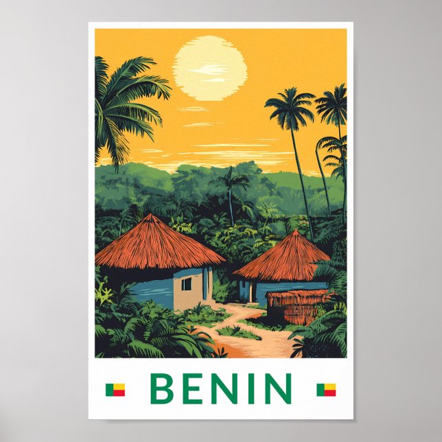 Benin Sunset Illustration Travel Art Vintag Poster (Vorne)