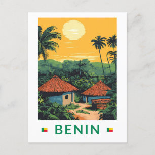 Benin Sunset Illustration Travel Art Vintag Postkarte