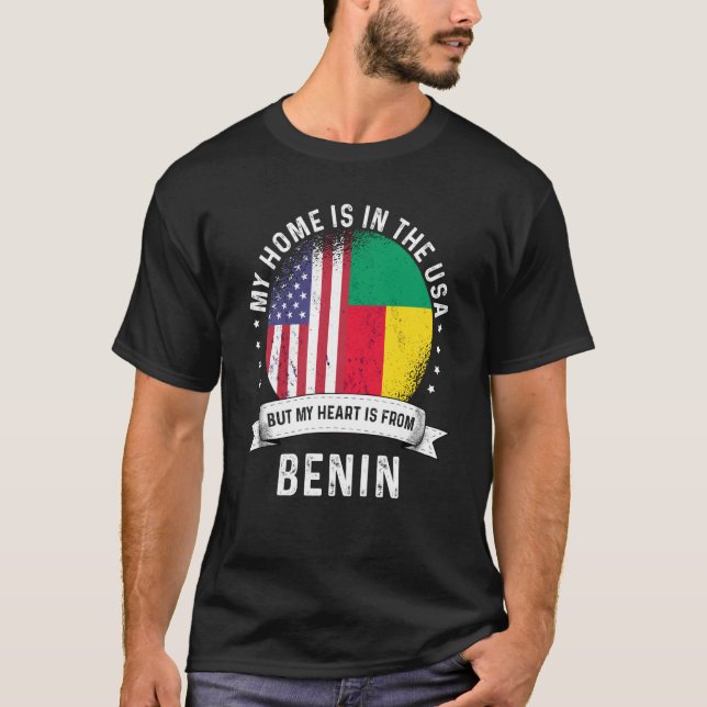 Beninese American Patriot Grown Proud Home USA Fla T-Shirt (Vorderseite)