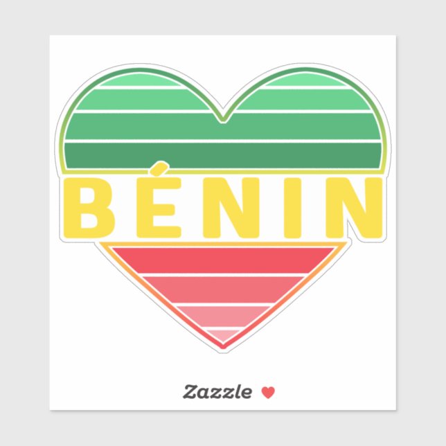 Beninese Heart, I Liebe Benin Aufkleber (Blatt)