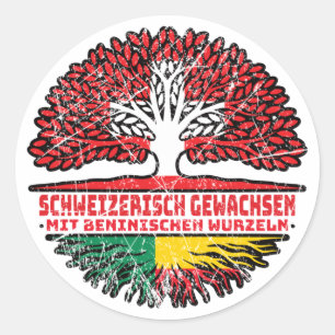 Beninisch Schweizer Schweiz Baum Wurzel Flag Runder Aufkleber