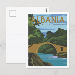 Benja Thermal Albanien Reiseort Illustration Postkarte