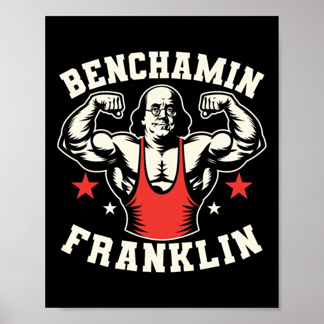 Benjamin Benchamin Franklin Bench Press Bodybuildi Poster (Vorne)