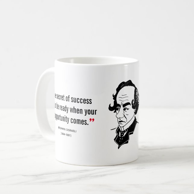 BENJAMIN DISRAELI Inspiration Zitat Christlich Kaffeetasse (Vorderseite Links)