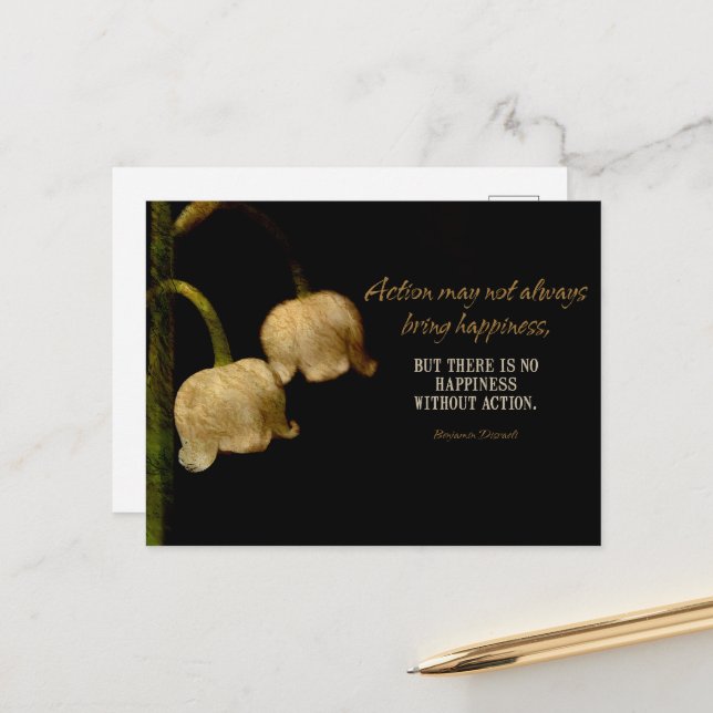 Benjamin Disraeli Inspiration Zitat "Glück" Postkarte (Vorderseite/Rückseite Beispiel)