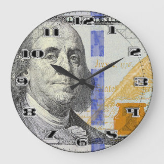 Benjamin Franklin 100 Dollar Gelddesign Große Wanduhr