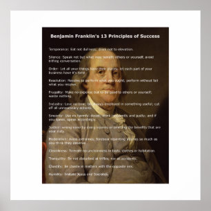 Benjamin Franklin 13 Principles of Success Poster