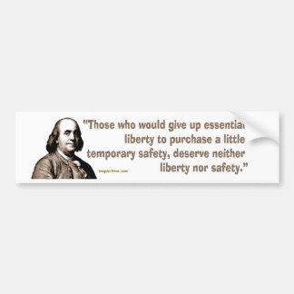 Benjamin Franklin auf Sicherheit und Freiheit Autoaufkleber