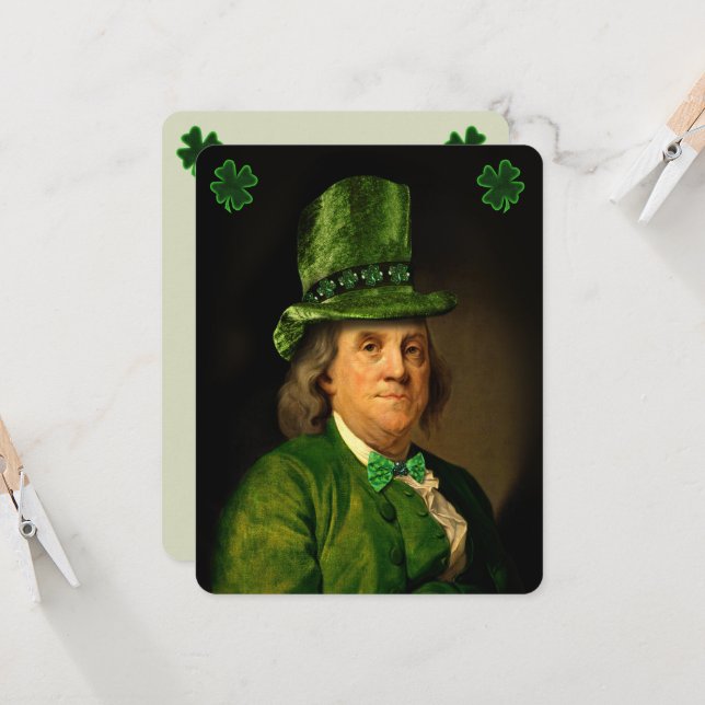 Benjamin Franklin Clover St Patrick's Day Einladung (Vorderseite/Rückseite Beispiel)