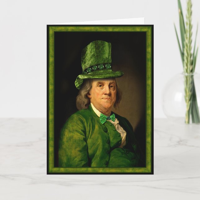 Benjamin Franklin Clover St Patrick's Day Karte (Vorderseite)