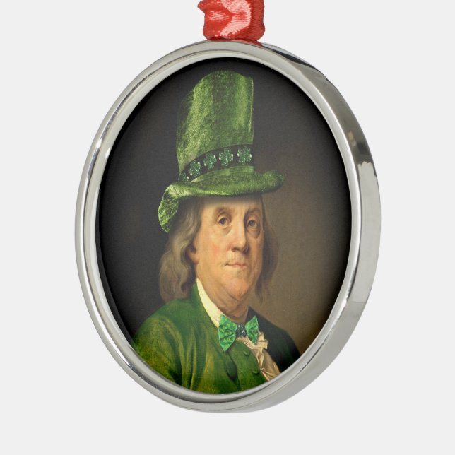 Benjamin Franklin Clover St Patrick's Day Ornament Aus Metall (Links)