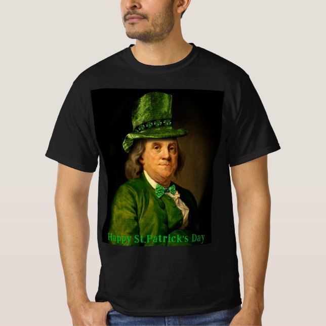 Benjamin Franklin Clover St Patrick's Day T-Shirt (Vorderseite)