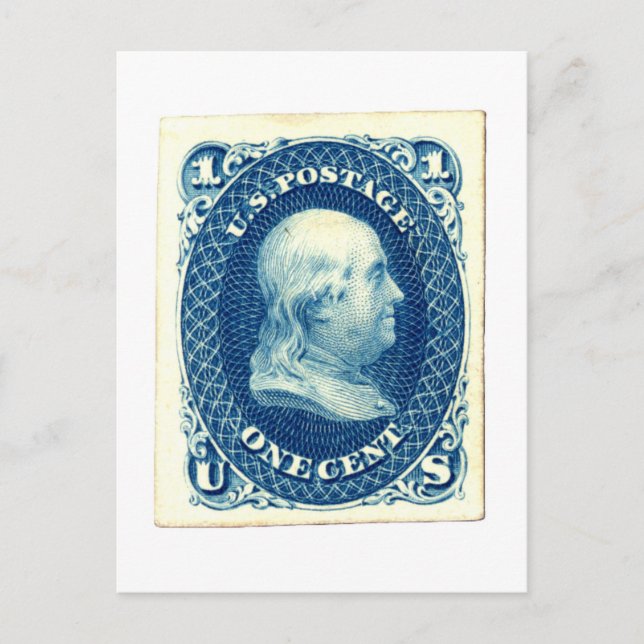 Benjamin-Franklin-Ein-Cent-US-Postwertzeichen Postkarte (Vorderseite)