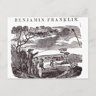 Benjamin Franklin führt sein Kite-Experiment durch Postkarte