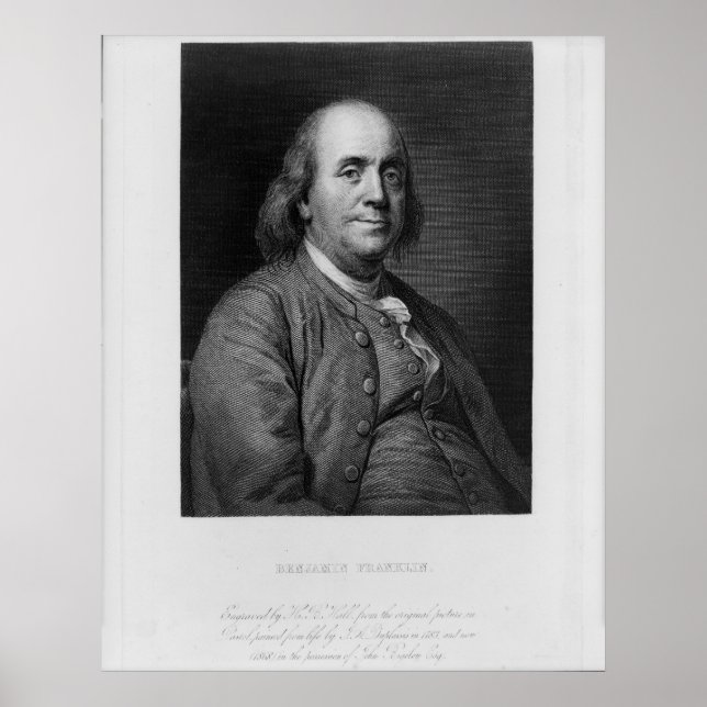 BENJAMIN FRANKLIN Gravur von H.B. Hall Poster (Vorne)