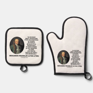 Benjamin Franklin Große Vorteile Erfindungszitat Ofenhandschuh & Topflappen-Set