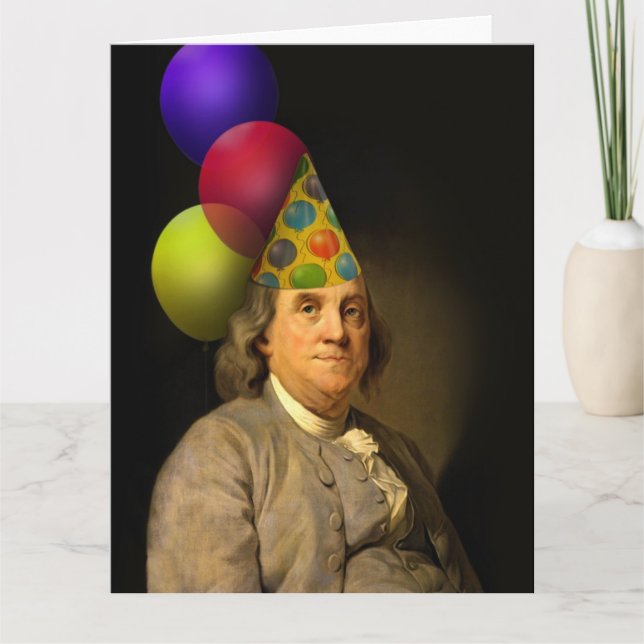 Benjamin Franklin Happy Birthday Karte (Vorderseite)
