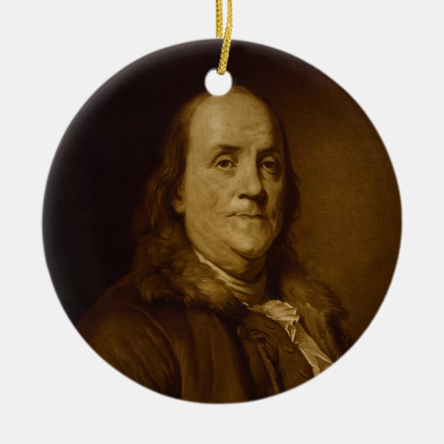 Benjamin Franklin Head and Shoulders Portrait Keramikornament (Vorne)